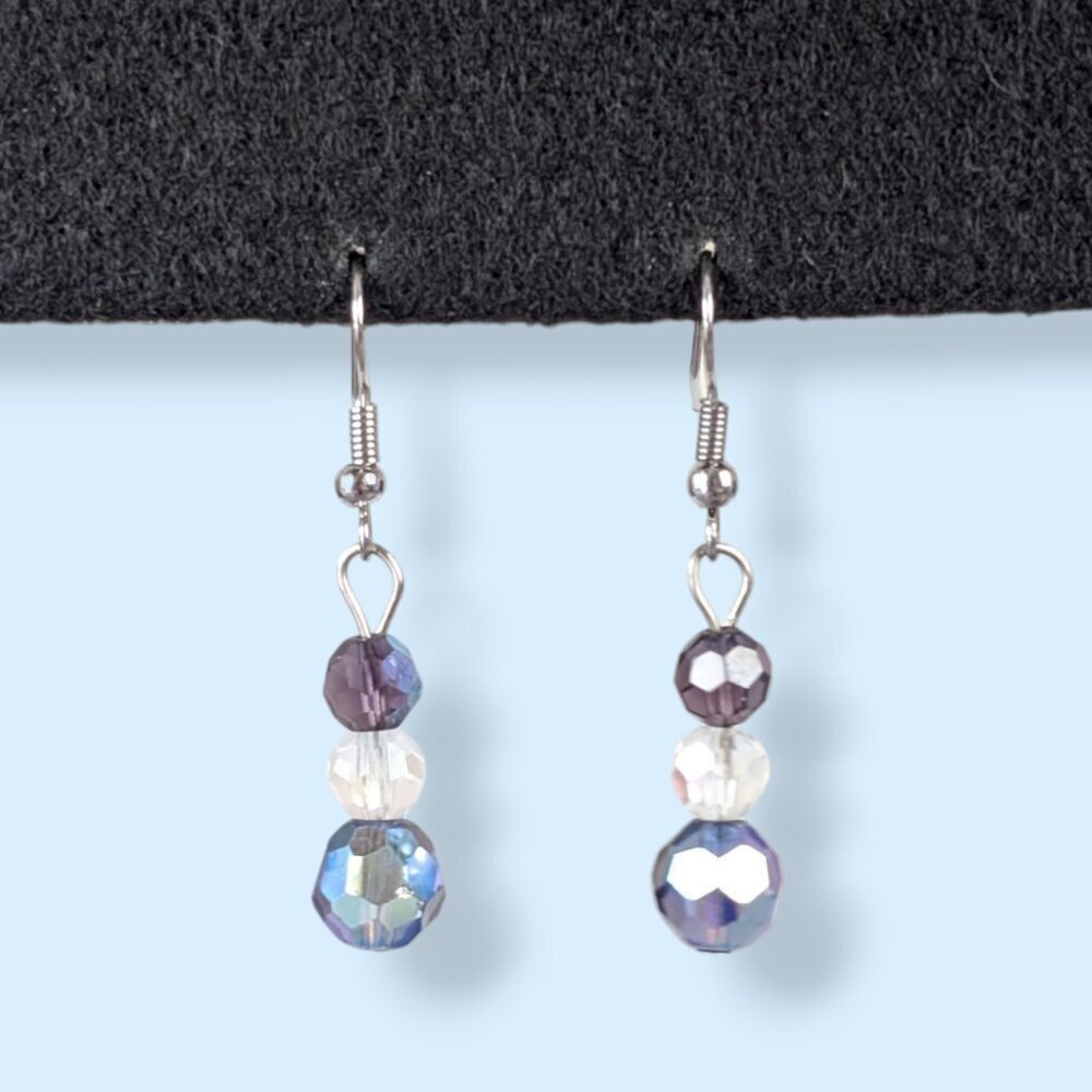 Dangling Faceted AB Stone Earrings - Picture 2 of 4